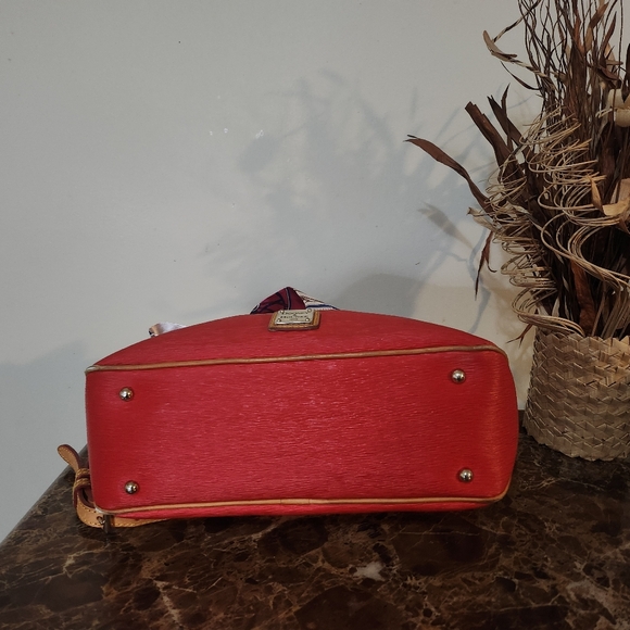 Dooney & Bourke Red and Tan Satchel with Scarf GUC - Picture 12 of 15